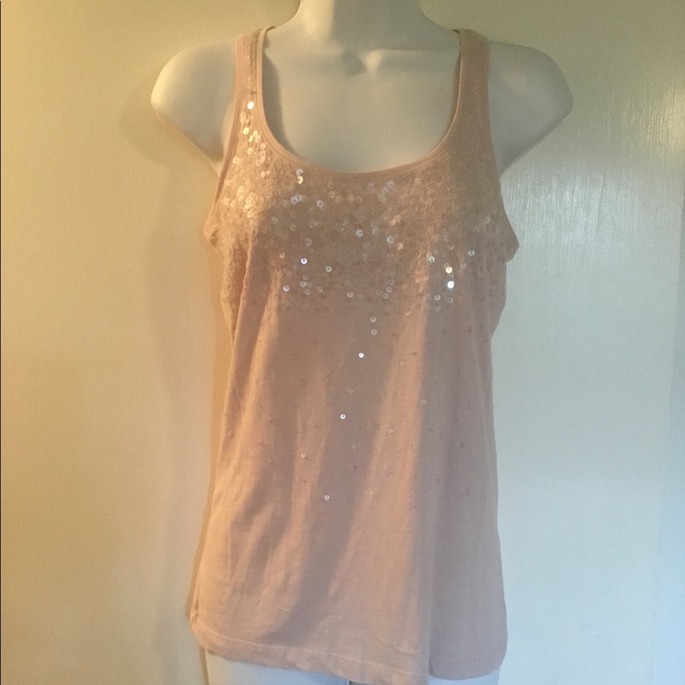 Lucky Brand Women’s Dusty Pink Sequin Cotton Tank Top XS